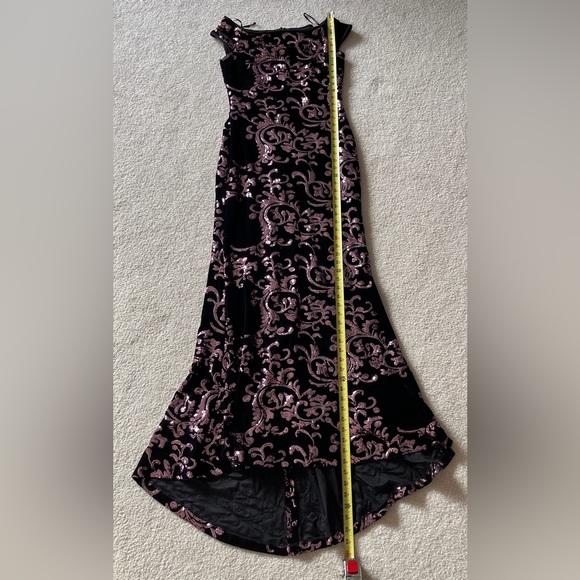 Eliza J. Black 💗 Velvet & Pink Sequin Sleeveless Gown Formal Maxi Dress Sz 6 - Picture 9 of 14